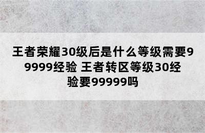 王者荣耀30级后是什么等级需要99999经验 王者转区等级30经验要99999吗